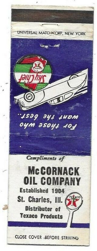 Mccornack Oil Company Texaco,  St.  Charles Il Matchcover 080419
