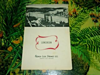 1947 French Lick Springs Hotel Restaurant Luncheon Menu That Is In Good Shape Nr