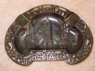 Vintage York City Metal Souvenir Ashtray - Empire State Building