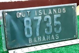 Bahamas - 1960s Vintage Out Islands Embossed Steel License Plate,  Faded But Ok