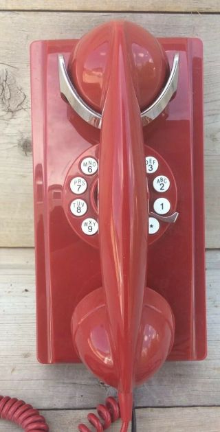 Vintage Crosley Model Cr55 Push Button Wall Mounted Telephone Red