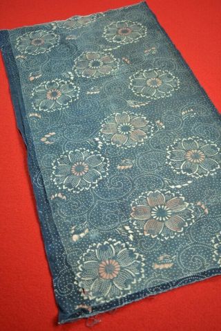 ZY33/40 Vintage Japanese Fabric Cotton Antique Boro Indigo Blue KATAZOME 26.  4 