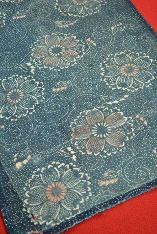 ZY33/40 Vintage Japanese Fabric Cotton Antique Boro Indigo Blue KATAZOME 26.  4 
