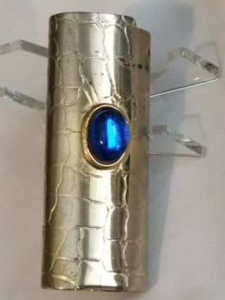 Lighter Case Gorgeous Blue Stone Silver Or Chrome