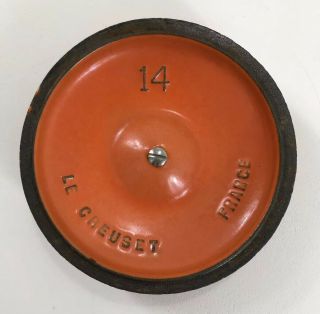 NEAR Vintage Le Creuset 14 Flame Orange/Red Cast Iron Saucepan with Lid 3