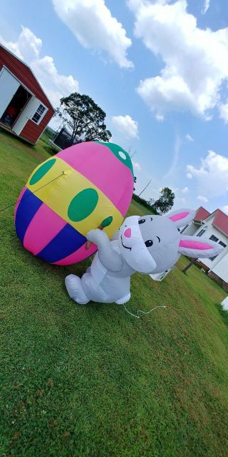 Easter Bunny Painting Giant Egg Air Blown Lighted Yard Inflatable 6ft