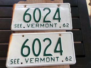 1962 62 “see Vermont " License Plate Low Number 6024 Vermont Vt Burlington Stowe