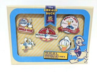 Disney Donald Duck 85th Anniversary Birthday 5 Pack Pin Set Limited Edition 1600