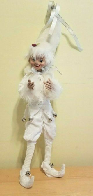 Elf Bendable Arms Legs Hat White Beige Suit Poseable 19  Christmas Pixie Jester