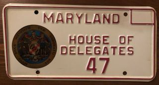 Maryland Political House Of Delegates License Plate 47