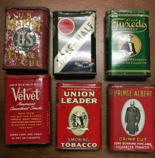 6 Tobacco Tins Us Marine Velvet Tuxedo Union Leader Prince Albert Half & Half