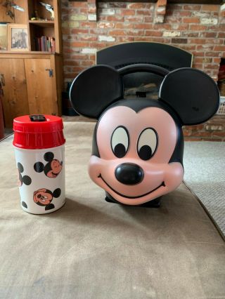 Vintage Mickey Mouse Lunch Box With Aladdin Thermos
