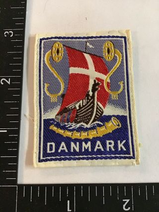 Vtg Danmark Denmark Ship Crest Travel Souvenir Sew - On Patch Badge