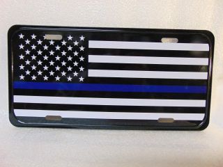 2 Support Police Thin Blue Line American Flag License Plate Sign $9.  95