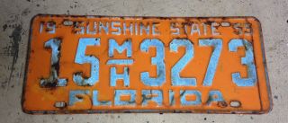 1955 Florida License Plate Manatee County 