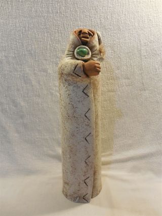 1993 Lisa Lamonthe Pueblo Blanket People Terra Cotta Pottery Sculpture 13 3/4 "