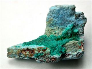 Minerals : Shattuckite On All Sides With Some Green Dioptase Crystals,  Namibia