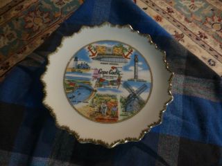 Vintage Cape Cod Massachusetts Souvenir Wall Hanger Porcelain Plate 7 " Vg
