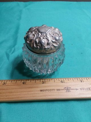 Vintage Sterling Silver Glass Powder Jar