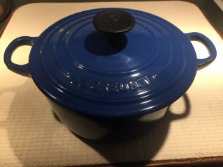 ✅ Le Creuset 2 Qt 18 Enamel Cast Iron Blue Round Dutch Oven -
