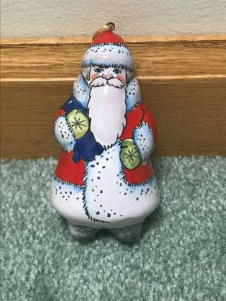 Natalia Pavlova Ceramic Pottery Christmas Ornament Santa Hand Painted Russia 3 "
