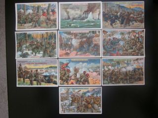 10 German Trade Cards Of World War 1 Action,  Issued Around 1917