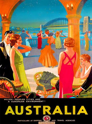 Australia Sydney Harbour South Wales Vintage Travel Advertisement Art Poster