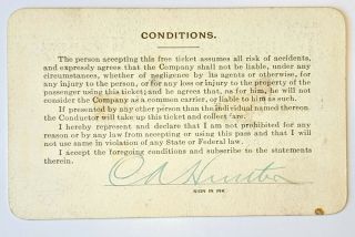 1915 Central Railroad of Oregon annual pass C A Hunter G E Dunklee 2