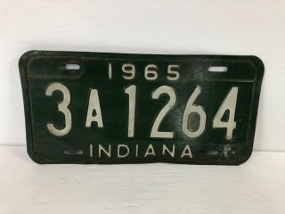 Vintage Rare 1965 Indiana Usa License Plate White On Black