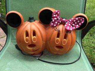 Halloween Disney Mickey & Minnie Mouse Jack O Lantern Light Up Pumpkin 15”