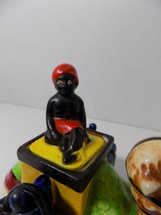 Rare Ceramic Black Americana Blackamoor Boy Camel Salt & Pepper Shakers 3