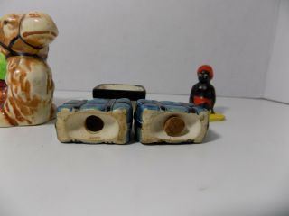 Rare Ceramic Black Americana Blackamoor Boy Camel Salt & Pepper Shakers 6