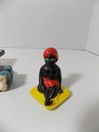 Rare Ceramic Black Americana Blackamoor Boy Camel Salt & Pepper Shakers 7