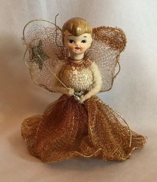 Antique/vintage Gold Angel Christmas Tree Topper Ornament