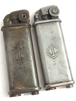 2 Vintage Jl Double Wheeled Lift Arm Pocket Lighters