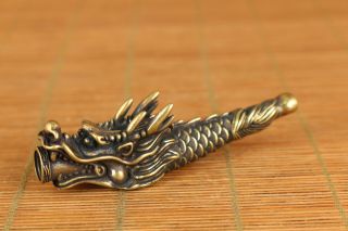 old brass hand carving dragon head statue figue Smoking tool exquisite gift 3