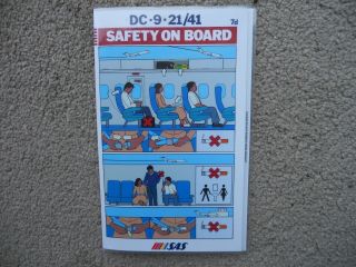 Sas Dc - 9 21/41 Airline Safety Card