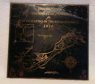 Vintage Bronze Plaque The Cruising Club Of America (the Bermuda Race 1950)