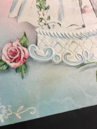 1940s Bride Groom Wedding Cake Topper Bow Vintage Greeting Card 3