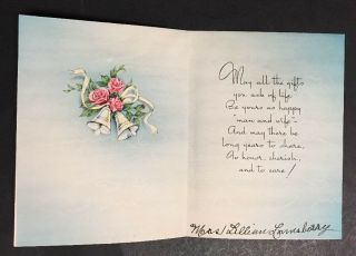 1940s Bride Groom Wedding Cake Topper Bow Vintage Greeting Card 4
