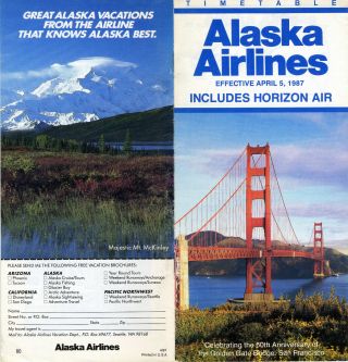Alaska Airlines Timetable 1987