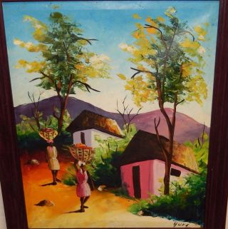 Yues Oil On Canvas African Fruit Basket Carrying Painting
