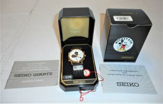 1993 Seiko Analogue Quarty Walt Disney Mickey Mouse Alarm Wrist Watch Nib