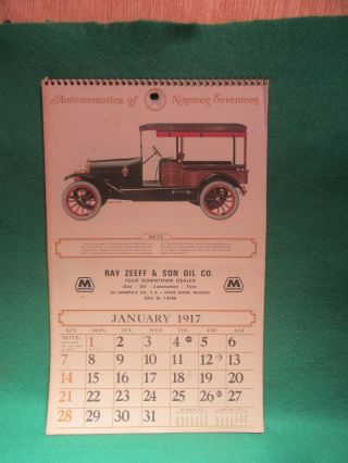 Automemories Of Nineteen Seventeen Antique Automobiles Advertising 1973 Calendar