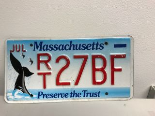 Massachusetts Preserve The Trust Wildlife Whale License Plate July