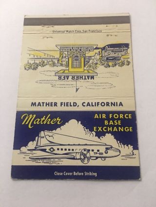 Vintage Matchbook Cover Matchcover Us Air Force Base Exchange Mather Field Ca