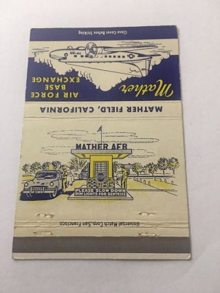 Vintage Matchbook Cover Matchcover US Air Force Base Exchange Mather Field CA 2