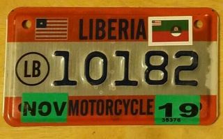 Republic Of Liberia Africa Motorcycle License Plate 10182