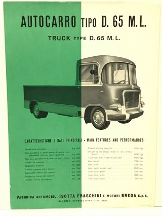 C.  1954 Isotta Fraschini Type D.  65 Truck Brochure