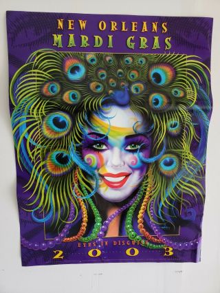 Andrea Mistretta 2003 Mardi Gras Poster.  Eyes In Disguise Rare